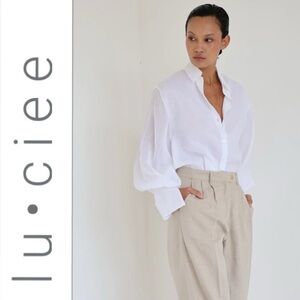 LU`CIEE Women's White Button Down Shirt